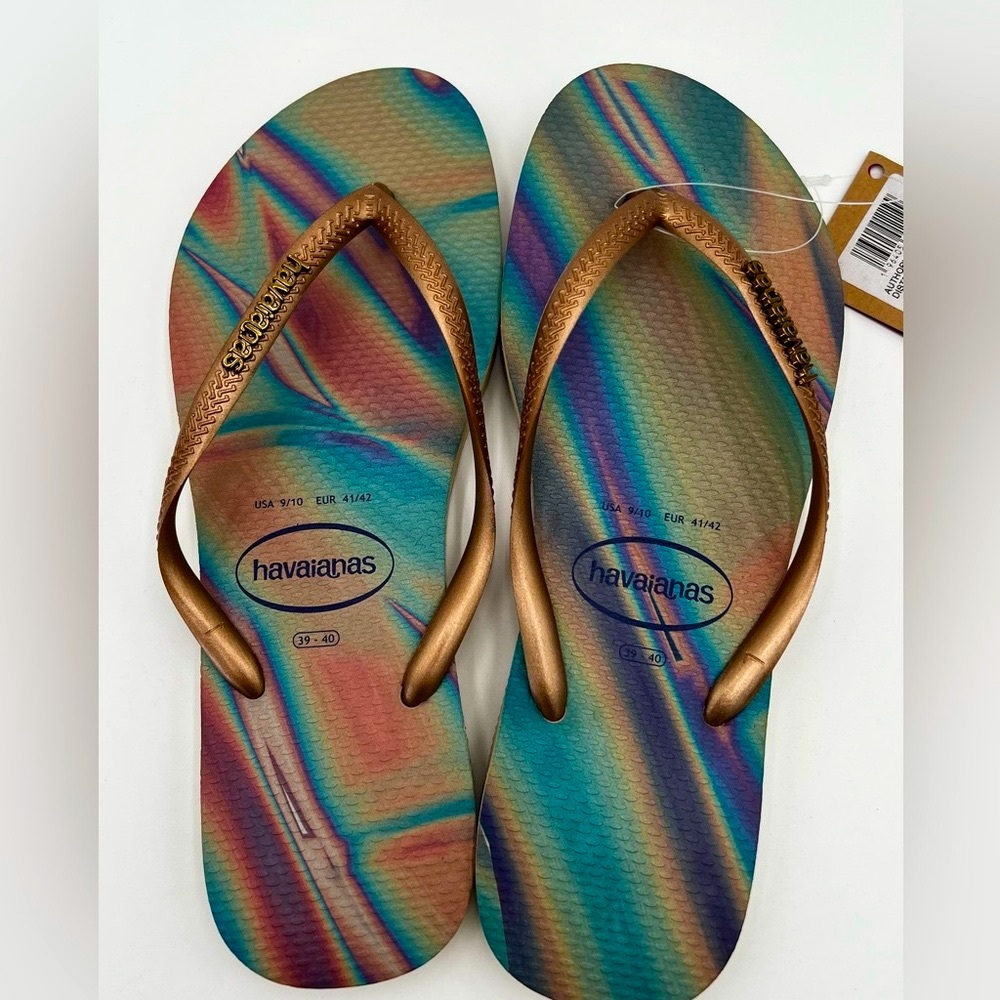 👓 New Women’s Havaianas Slim Iridescent Flip Flops (size 9/10)